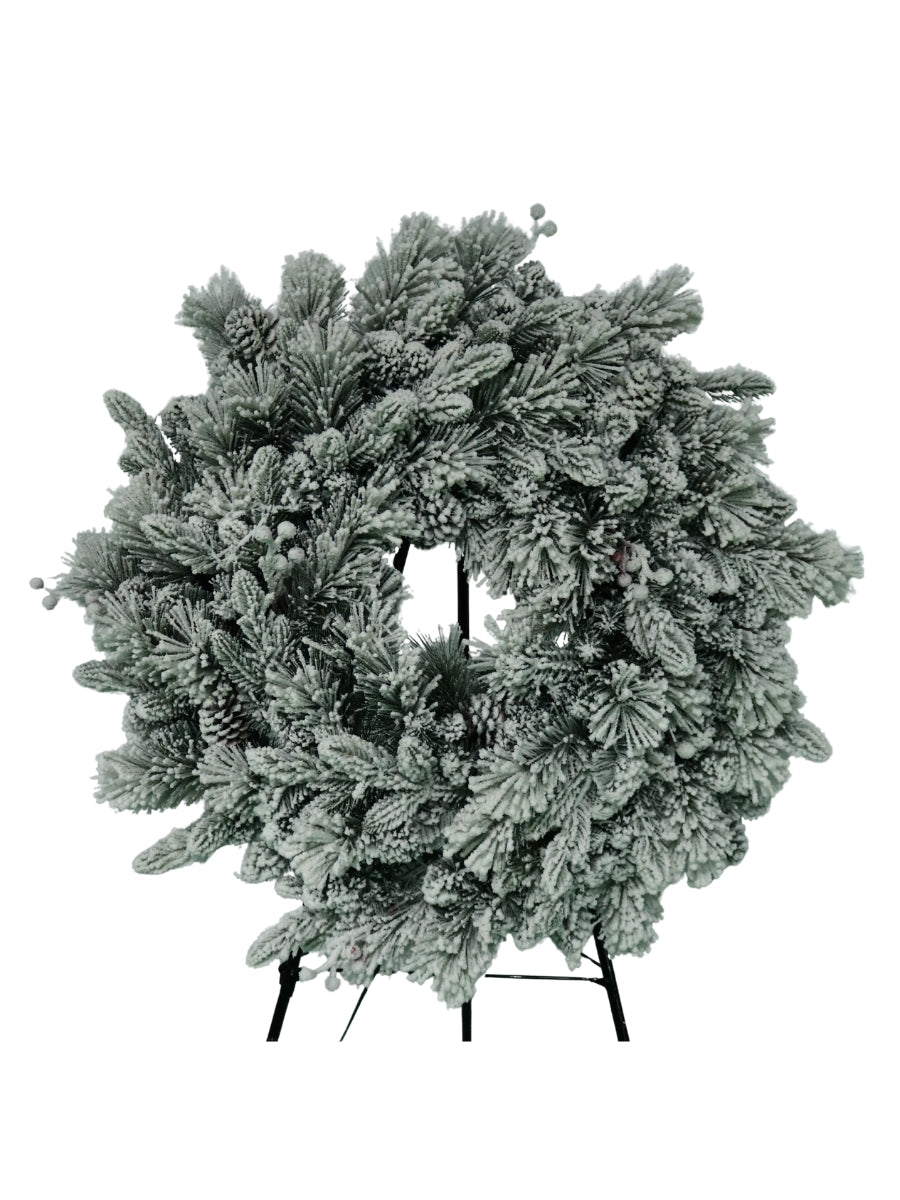 30'' Flocked Vermont Pine Wreath